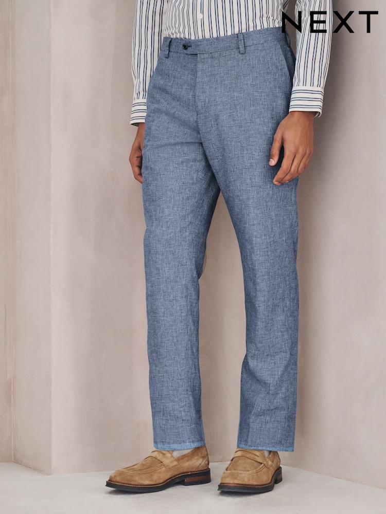 Azul - Calças de alfaiataria com textura em Blend de linho e corte sob medida. - Imagem 11 de 11