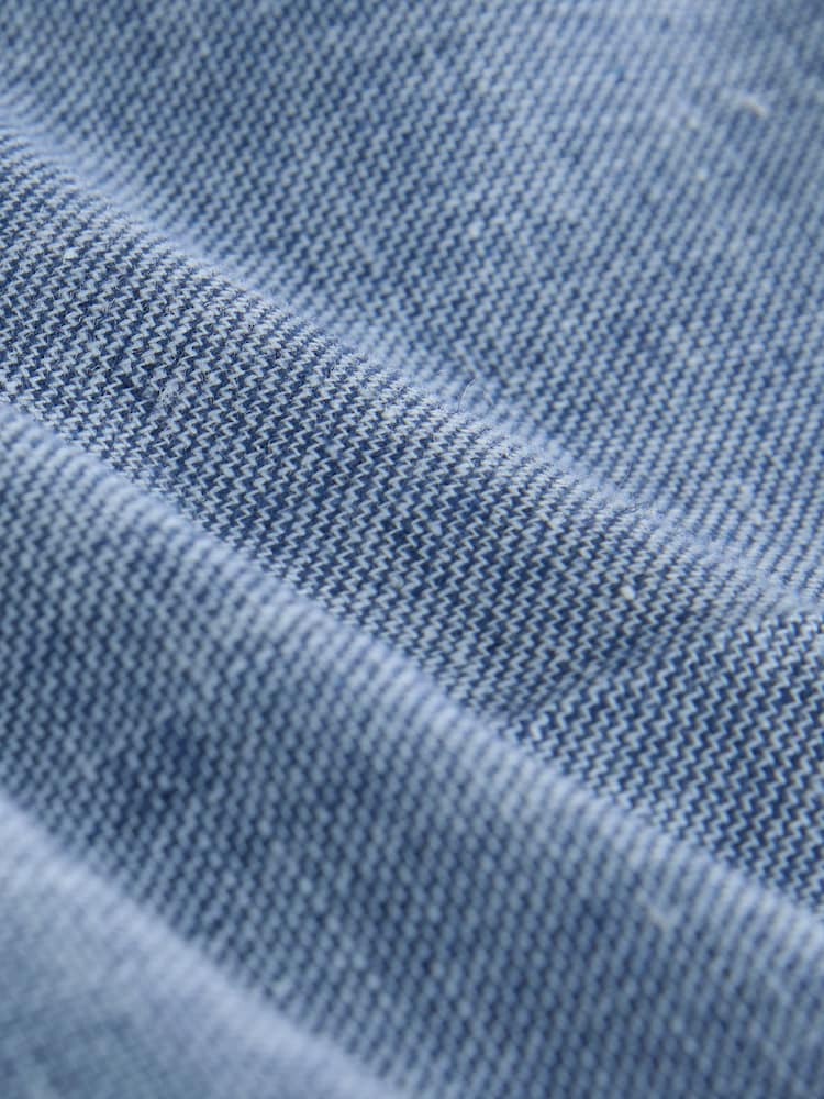 Blue Tailored Fit Linen Blend Texture Suit Trousers - Image 9 of 9