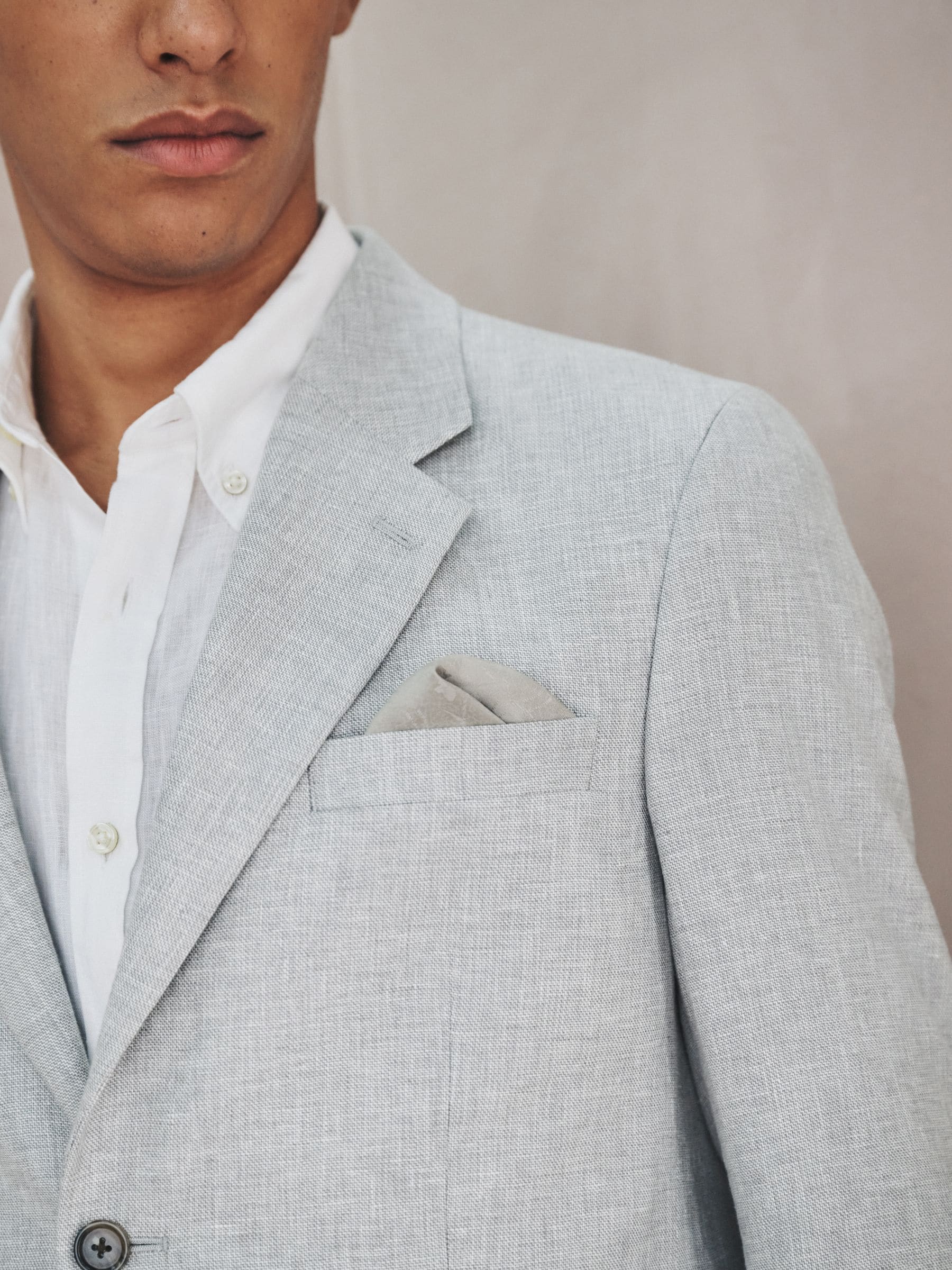 Buy Grey Tailored Fit Linen Blend Texture Suit Jacket from Next
