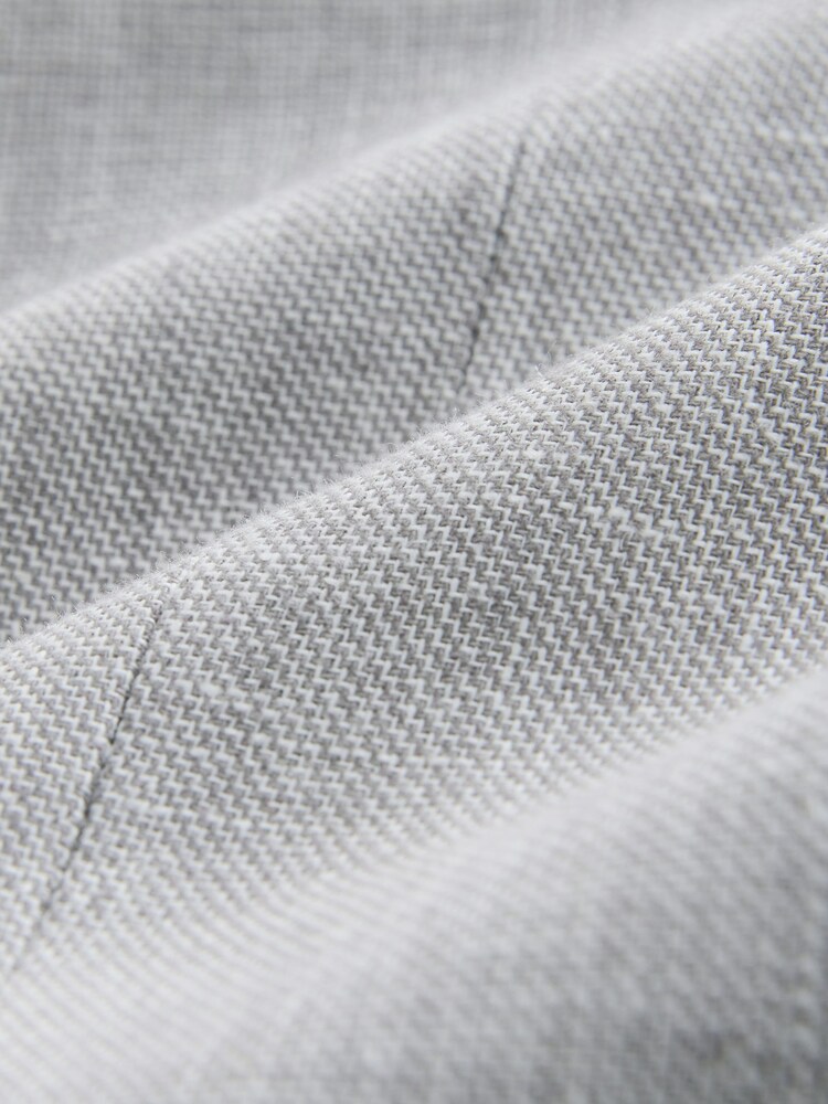 Grey Tailored Fit Linen Blend Texture Suit Jacket - Image 6 of 6