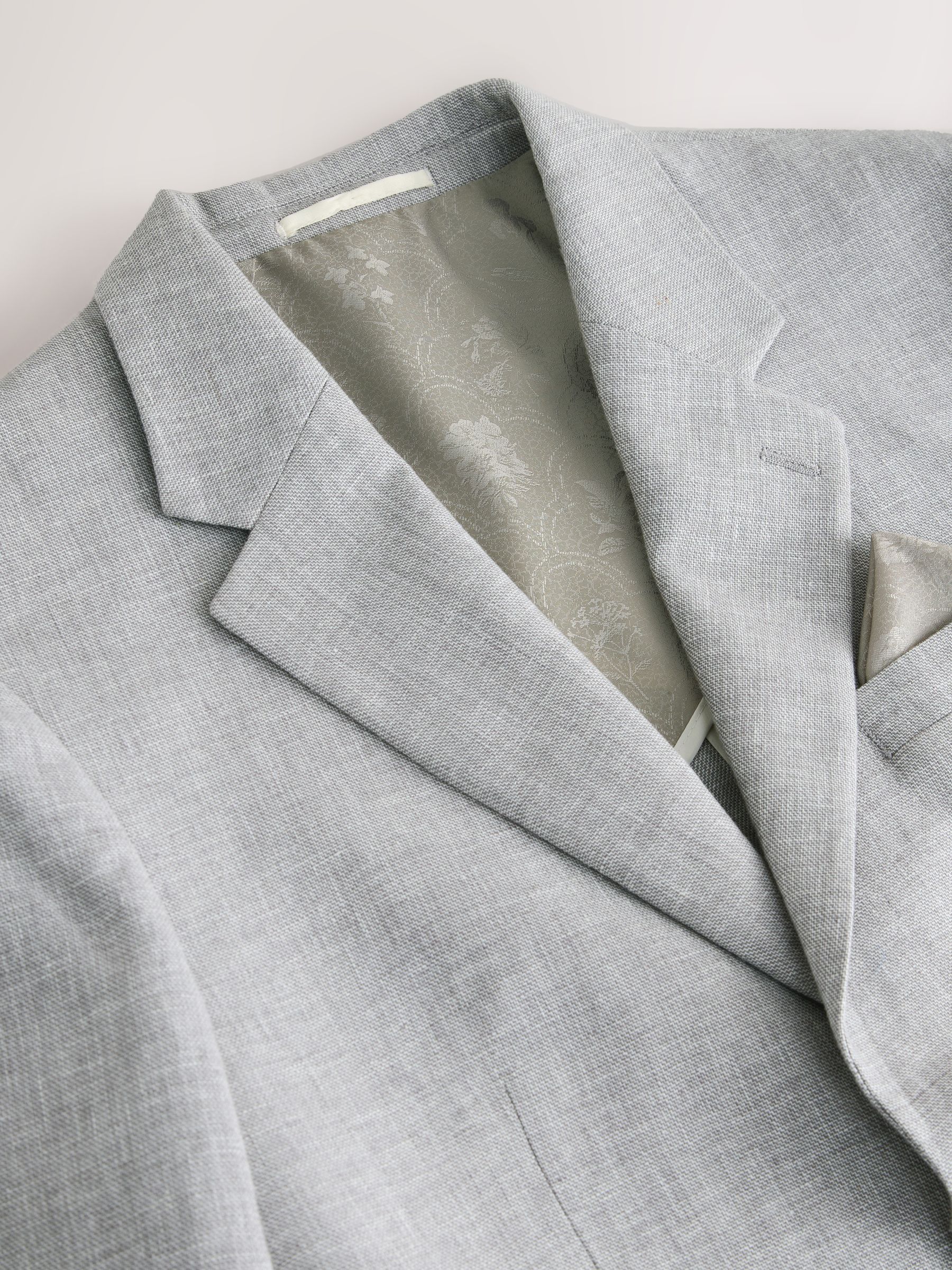 Buy Grey Tailored Fit Linen Blend Texture Suit Jacket from Next