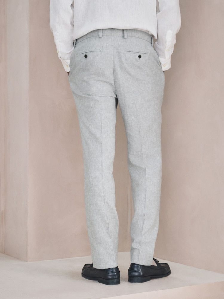 Buy Grey Tailored Fit N.Premium Linen Blend Texture Suit Trousers from Next  USA