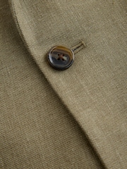 Green Tailored Fit Linen Blend Texture Suit Jacket - Image 13 of 13