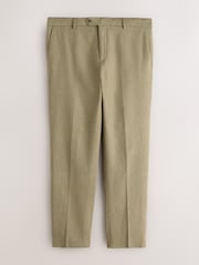 Green Tailored Fit Linen Blend Texture Suit Trousers - Image 1 of 5