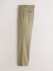 Green Tailored Fit Linen Blend Texture Suit Trousers - Image 2 of 5