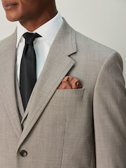 Neutral Regular Fit Contrast Fabric Detail Suit Jacket - Image 4 of 10