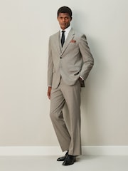 Neutral Regular Fit Contrast Fabric Detail Suit Trousers - Image 2 of 11