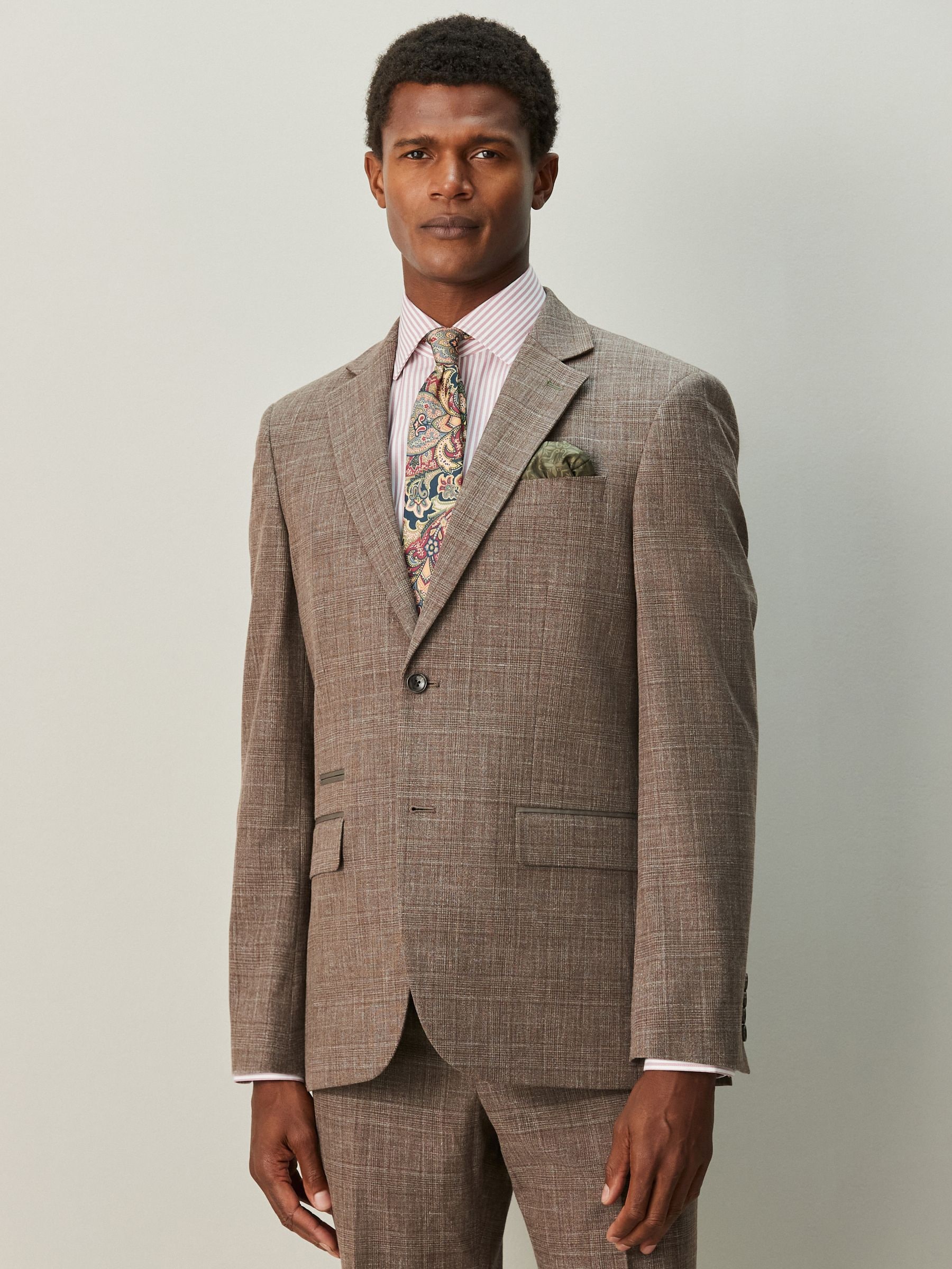 Buy Brown Regular Fit Trimmed Check Suit Jacket from Next USA