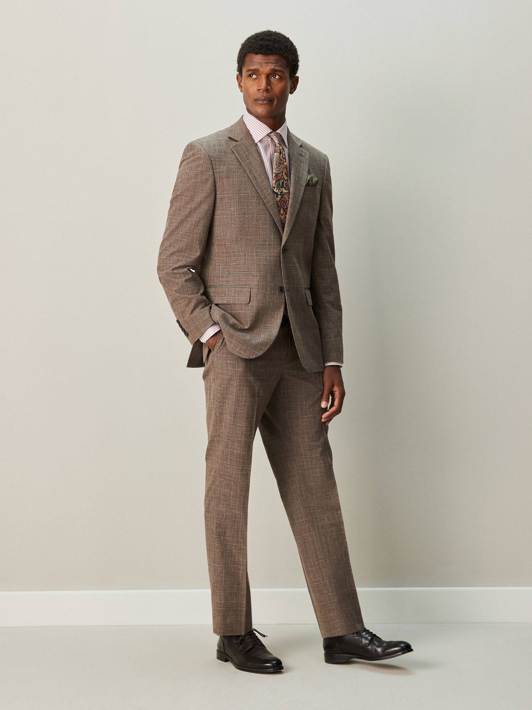 Buy Brown Regular Fit Trimmed Check Suit Jacket from Next USA