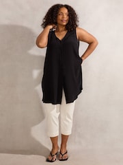 Live Unlimited Black Petite Button Split Front Tunic - Image 2 of 5