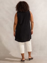 Live Unlimited Black Petite Button Split Front Tunic - Image 3 of 5