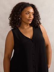 Live Unlimited Black Petite Button Split Front Tunic - Image 4 of 5