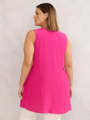 Live Unlimited Pink Curve Raspberry Button Split Front Tunic - Image 3 of 3