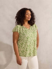Live Unlimited Curve Ditsy Jersey Flutter Sleeve Top - Imagen 1 de 3