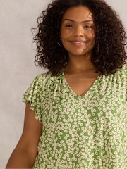 Live Unlimited Curve Ditsy Jersey Flutter Sleeve Top - Imagen 2 de 3