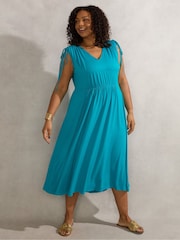 Live Unlimited Blue Curve Drawstring Sleeve Dress - Image 1 of 4