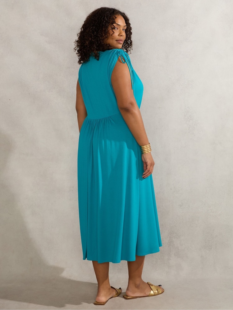 Live Unlimited Blue Curve Drawstring Sleeve Dress - Image 4 of 4