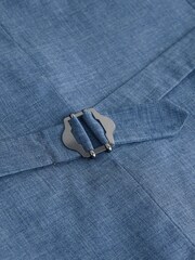 Blue Linen Blend Texture Suit Waistcoat - Image 3 of 4