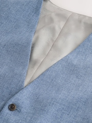 Blue Linen Blend Texture Suit Waistcoat - Image 8 of 10