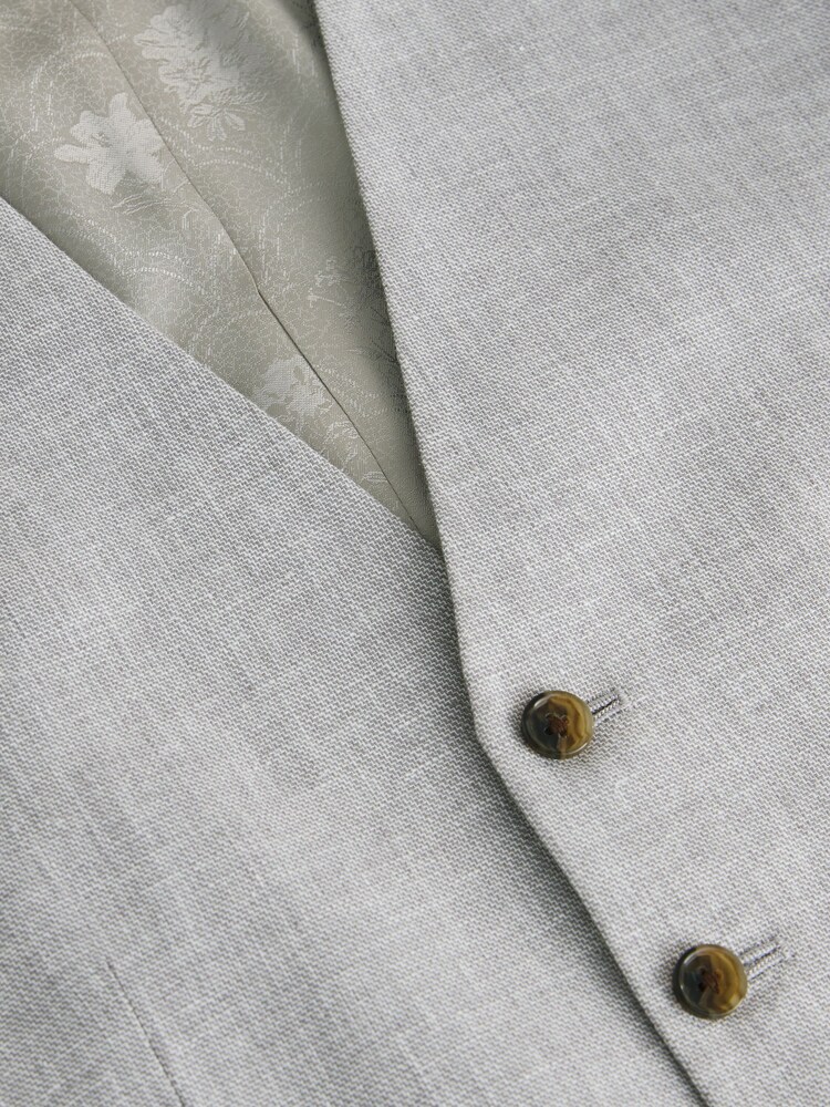 Grey Linen Blend Texture Suit Waistcoat - Image 2 of 4