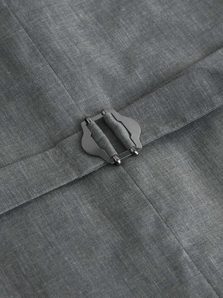 Grey Linen Blend Texture Suit Waistcoat - Image 4 of 4