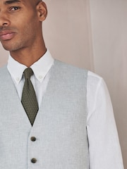 Grey Linen Blend Texture Suit Waistcoat - Image 5 of 9