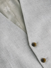 Grey Linen Blend Texture Suit Waistcoat - Image 7 of 9