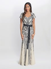 Gina Bacconi Amelia Sweetheart Neck Embroidered Maxi White Dress - Image 1 of 6
