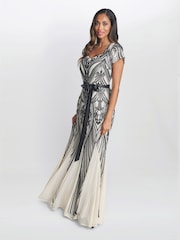Gina Bacconi Amelia Sweetheart Neck Embroidered Maxi White Dress - Image 3 of 6