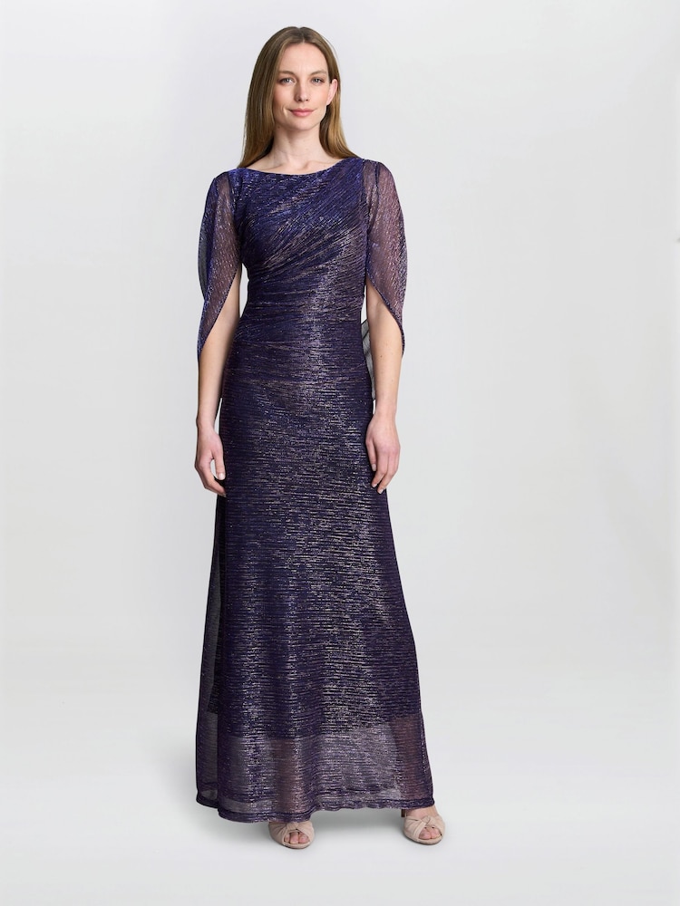 Gina Bacconi Purple Joanna Metallic Knit Maxi Dress - Imagen 1 de 6 Gina Bacconi Purple Joanna Metallic Knit Maxi Dress - Imagen 1 de 6