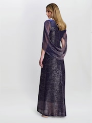 Gina Bacconi Purple Joanna Metallic Knit Maxi Dress - Image 2 of 6
