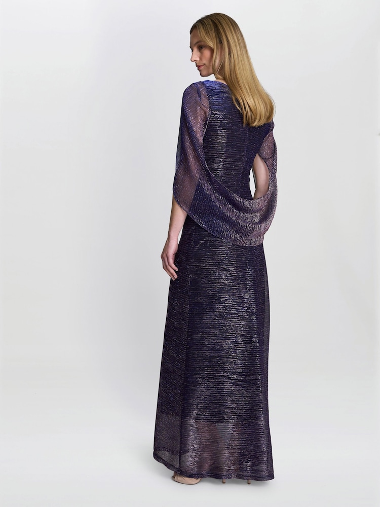 Gina Bacconi Purple Joanna Metallic Knit Maxi Dress - Image 2 of 6