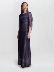 Gina Bacconi Purple Joanna Metallic Knit Maxi Dress - Image 3 of 6