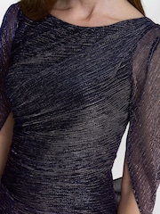 Gina Bacconi Purple Joanna Metallic Knit Maxi Dress - Image 5 of 6