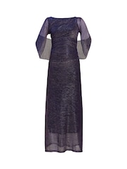 Gina Bacconi Purple Joanna Metallic Knit Maxi Dress - Image 6 of 6