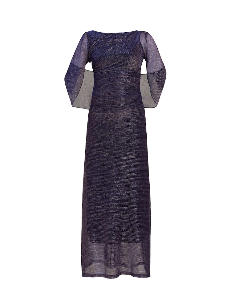 Gina Bacconi Purple Joanna Metallic Knit Maxi Dress - Image 6 of 6