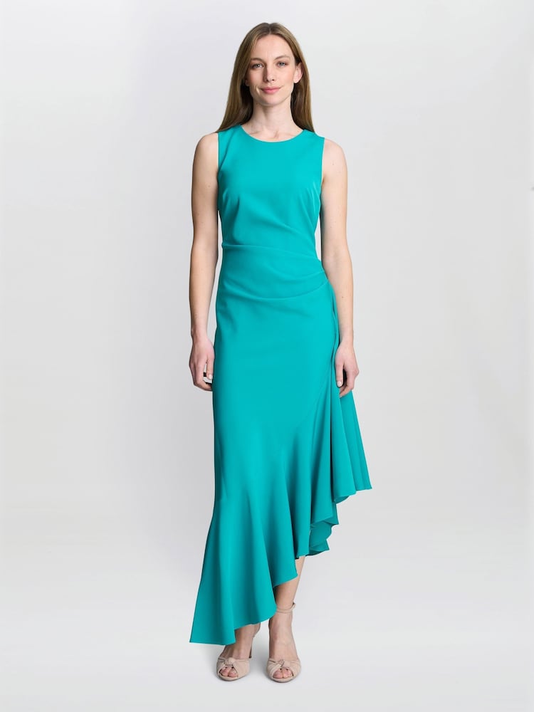 Gina Bacconi Green Paige Asymmetric Frill Hem Dress - Imagen 1 de 6 Gina Bacconi Green Paige Asymmetric Frill Hem Dress - Imagen 1 de 6