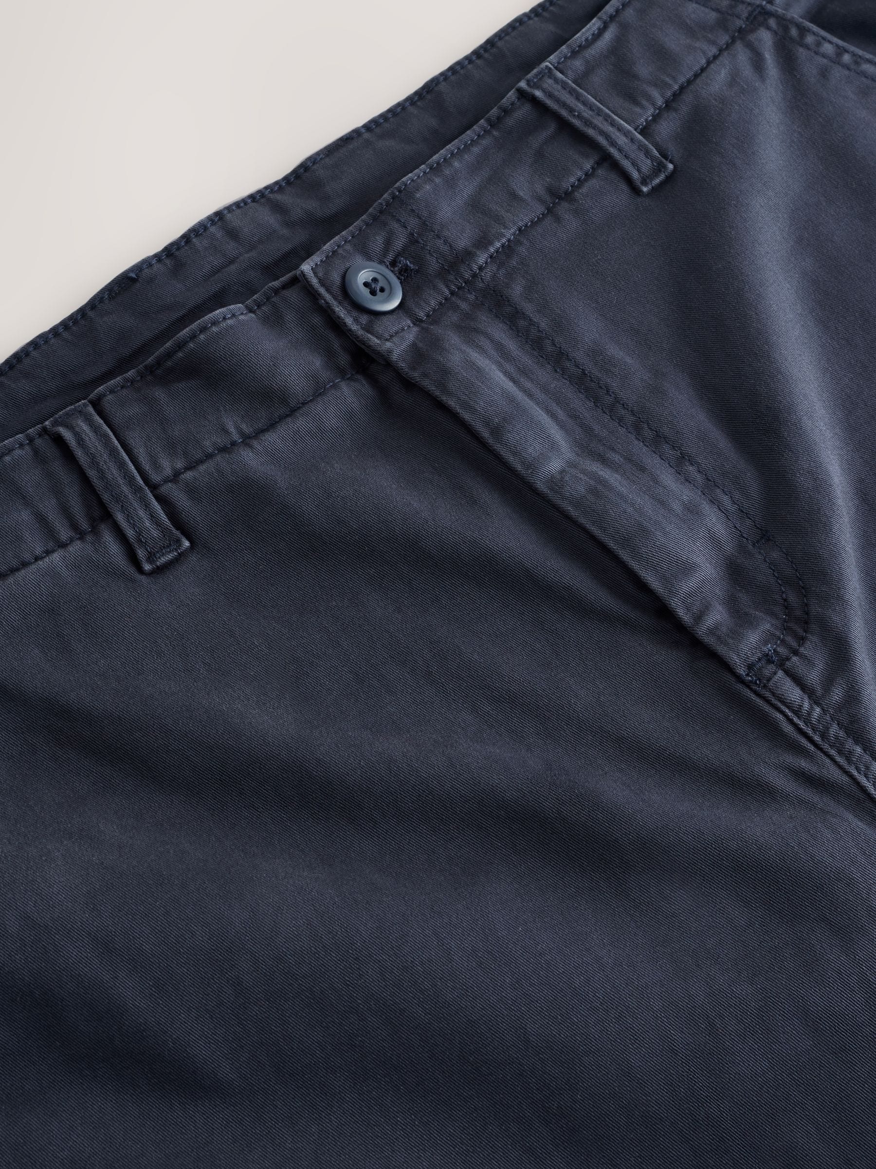 Buy Navy Regular Tapered Fit Authentic Washed Chino Trousers from