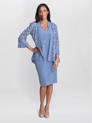 Gina Bacconi Blue Beverley Soutache Dress And Jacket With Necklace - Image 3 of 6
