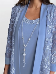 Gina Bacconi Blue Beverley Soutache Dress And Jacket With Necklace - Image 4 of 6
