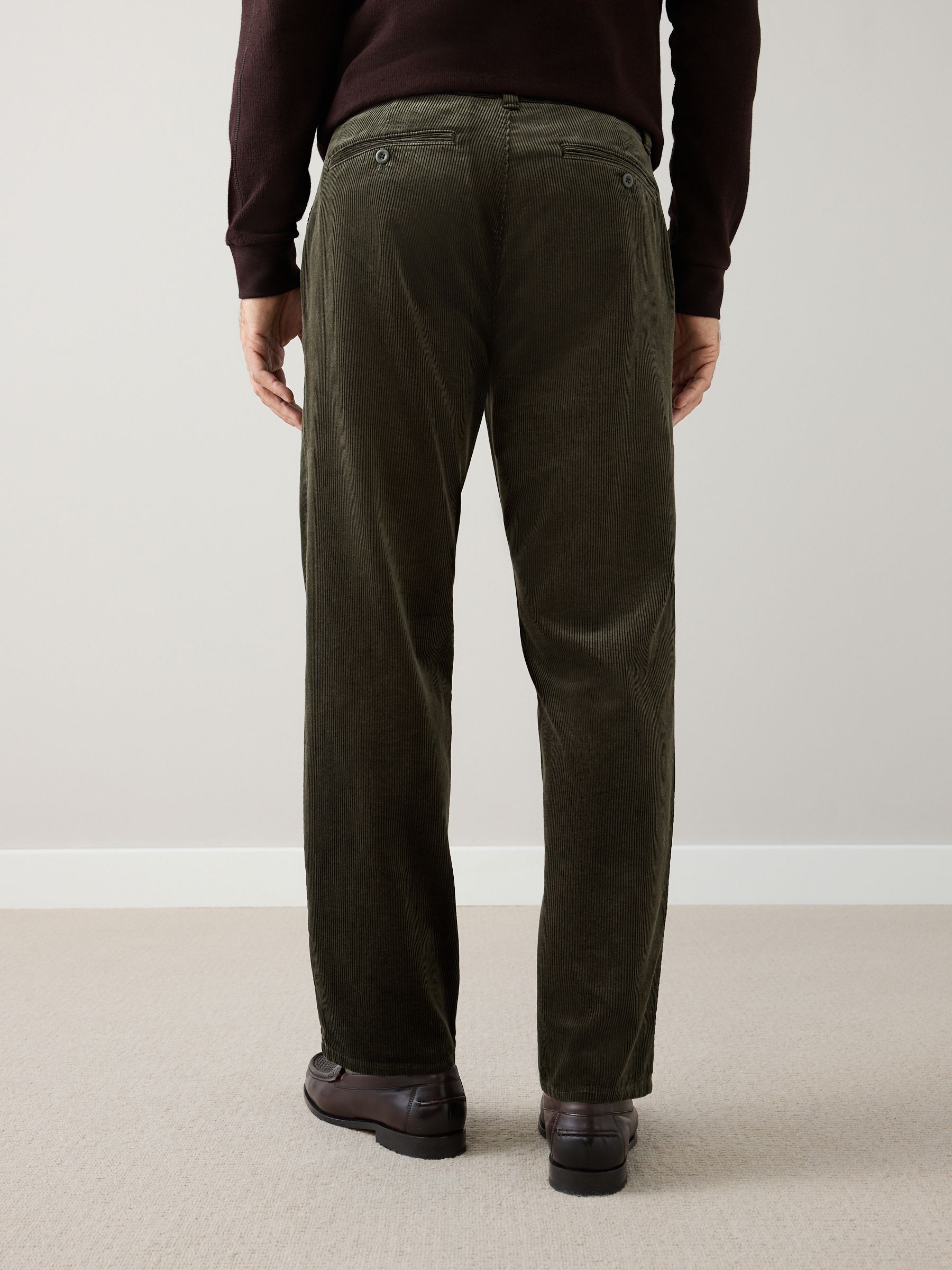 Buy Khaki Green Straight Fit Signature Corduroy Trousers With