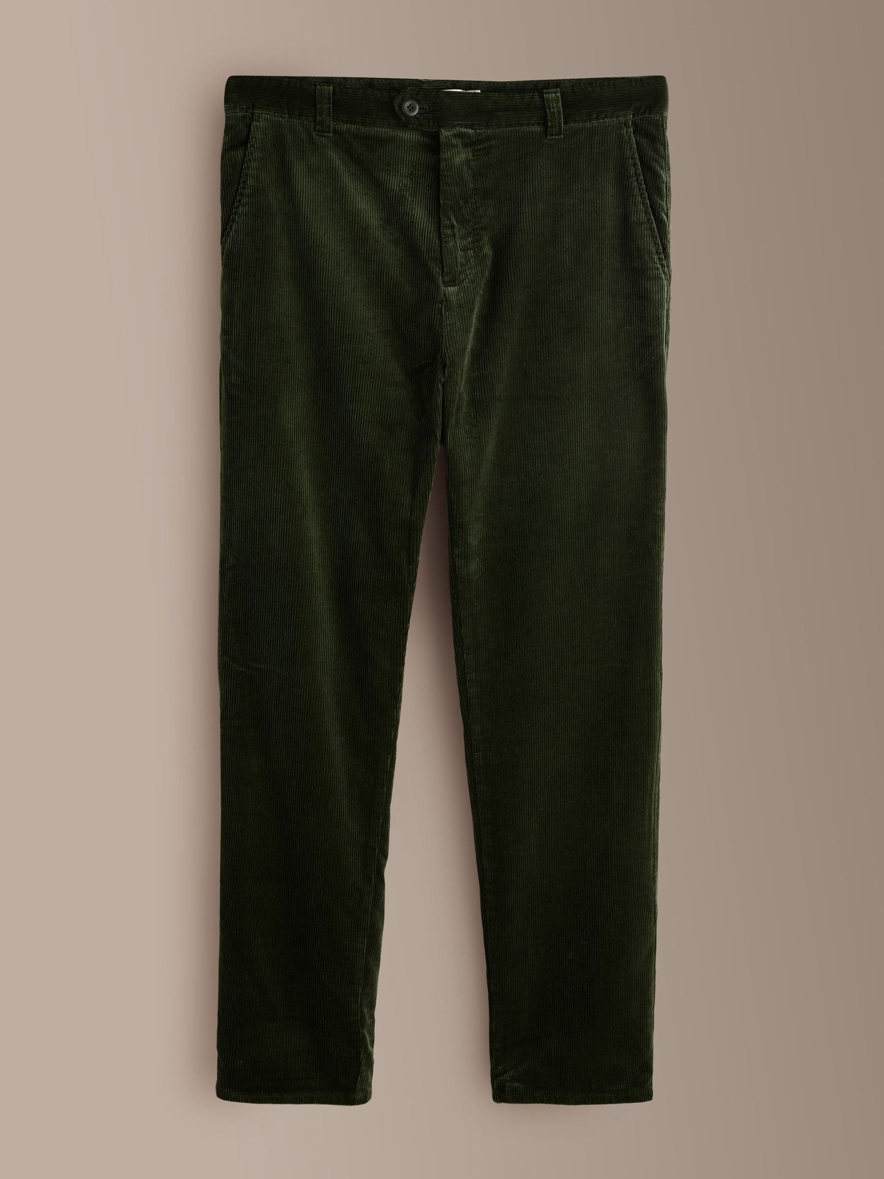 Buy Khaki Green Straight Fit Signature Corduroy Trousers With