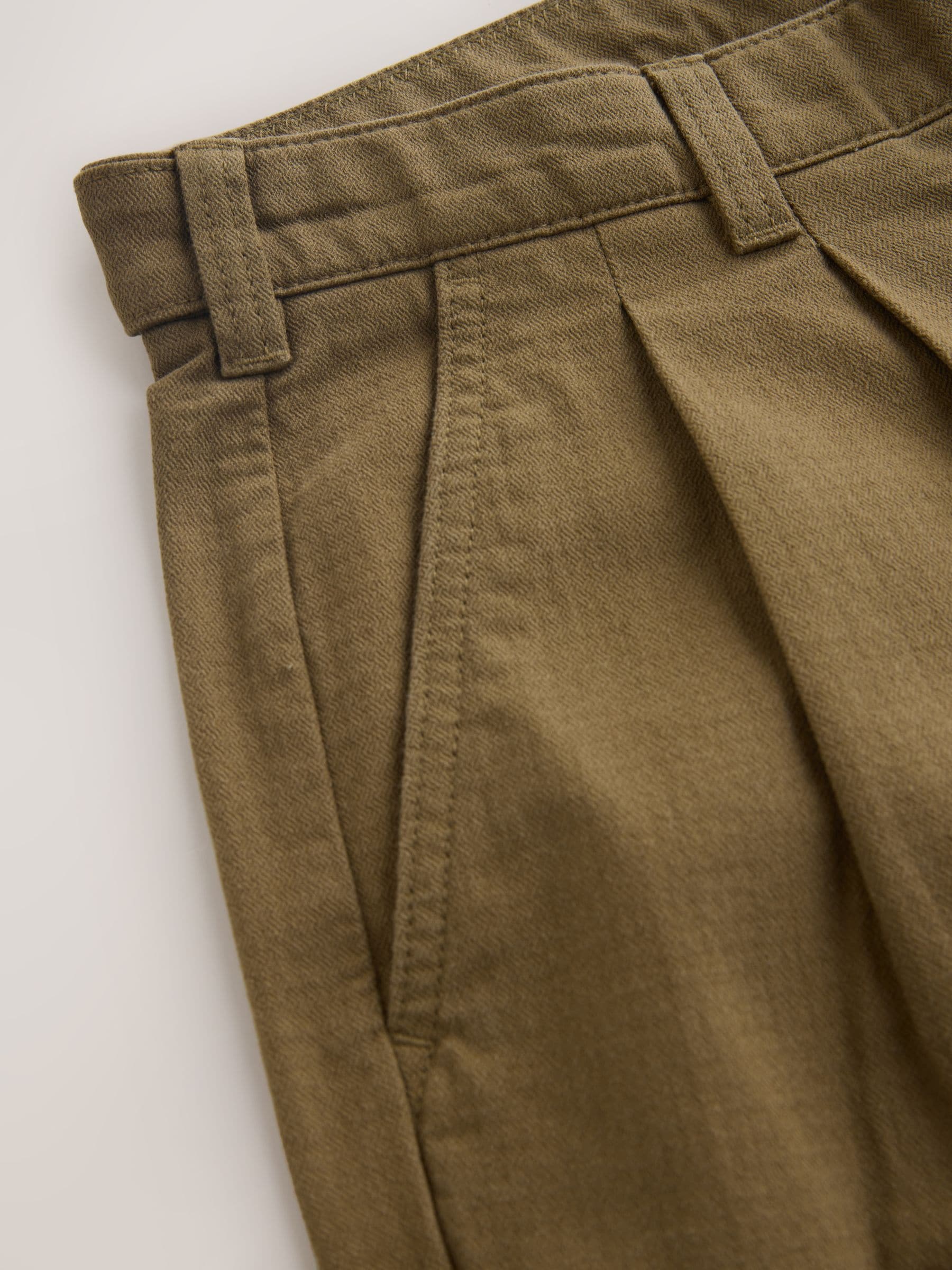 Buy Stone Relaxed Tapered Fit Authentic Twin Pleated Textured