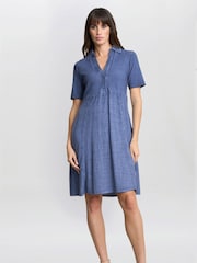 Gina Bacconi Blue Aaliyah Chambray Demin and Jersey Dress - Image 1 of 7