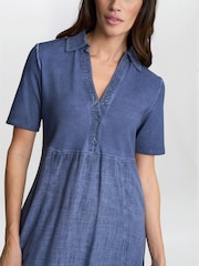 Gina Bacconi Blue Aaliyah Chambray Demin and Jersey Dress - Image 5 of 7