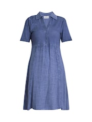 Gina Bacconi Blue Aaliyah Chambray Demin and Jersey Dress - Image 7 of 7
