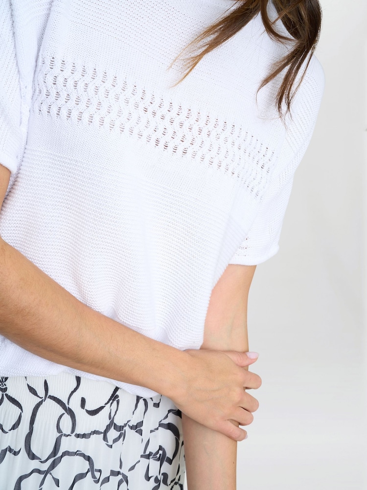 Gina Bacconi LAYLA Knitted 100% Cotton White Jumper - Image 4 of 5