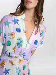 Gina Bacconi Purple Liv Seashell Print Shirt Dress - Image 3 of 5