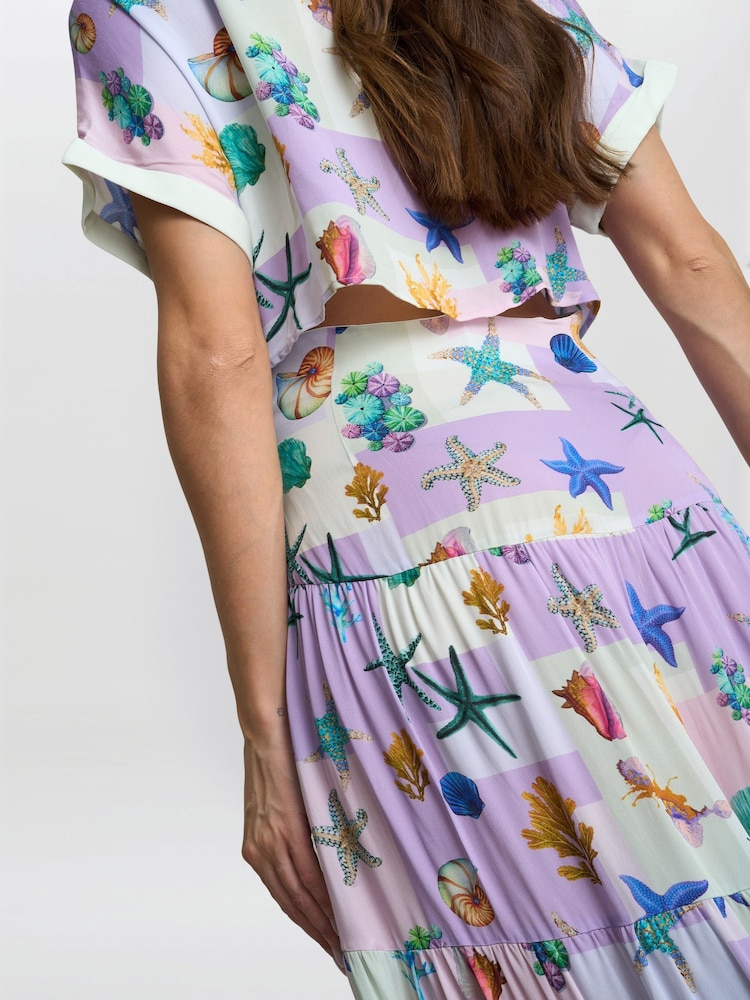 Gina Bacconi Purple Liv Seashell Print Shirt Dress - Imagen 5 de 5 Gina Bacconi Purple Liv Seashell Print Shirt Dress - Imagen 5 de 5