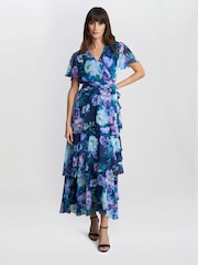 Gina Bacconi Purple Elizabeth Tiered Maxi Dress - Image 3 of 4